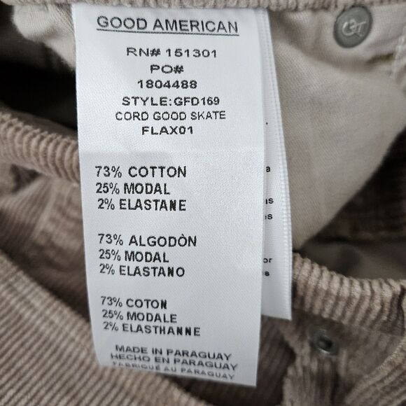 Good‎ American Jeans 32 Tan Good Skate High-Rise Loose Wide-Leg Corduroy NWOT - Picture 6 of 10